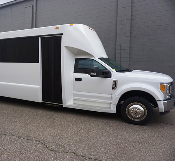 white party bus exterior